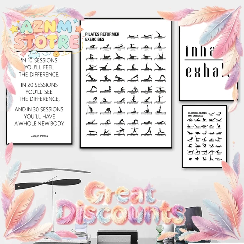 Pilates Yoga Room - Póster de la tabla de ejercicios